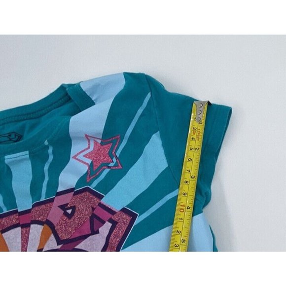 Girls Size 14 Large Teal Supergirl, Dc Comics Tee Shirt Stars Casual School - Picture 9 of 10